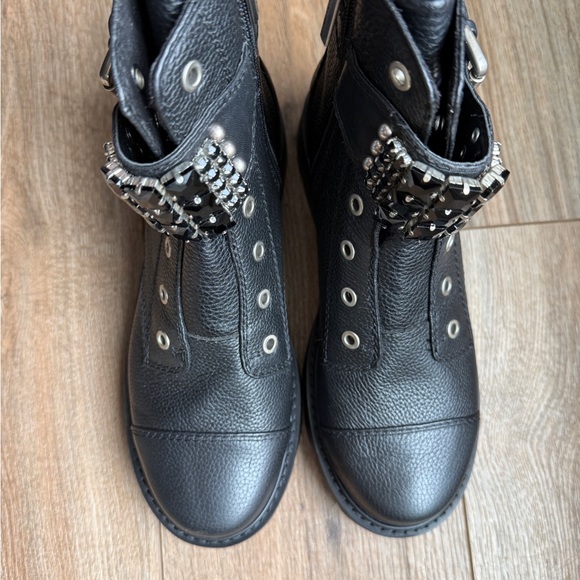 Karl Lagerfeld Maeva black on black leather boots size 8 - Picture 2 of 6